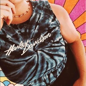 Blue tie-dyed Harley Davidson tank top 2003